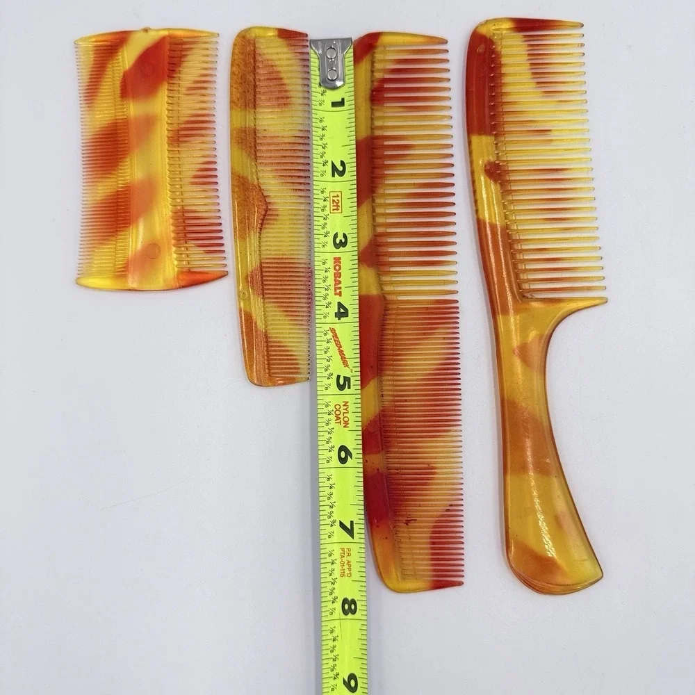 Vintage Faux Tortoiseshell Comb Lot‎ No 217 No 220 Vanity Hair Grooming Set of 4